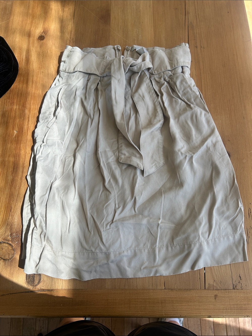 H&M Paperbag Tie Midi Skirt - Khaki